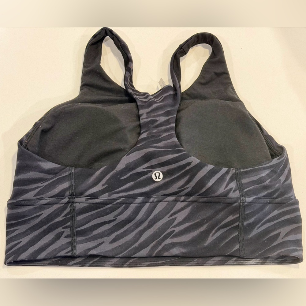 Lululemon Wunder Train Long-Line Bra in zebra print deep coal multi size 10